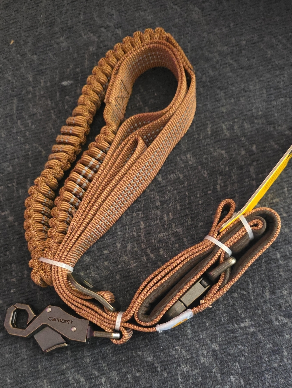 Carhartt Large Brown Elastic Bungee Dog Leash with Metal Hook Latch Nwt